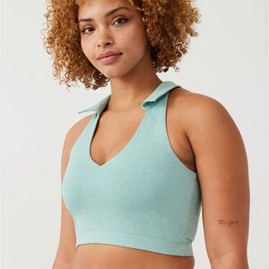 Outdoor Voices Warmup Collared Crop Top - Caribbean Color, Large | Like New